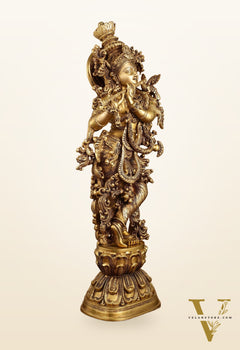 Pure Brass Superfine Radha Krishna Statue | 30" pair