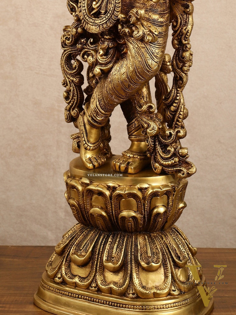 Pure Brass Superfine Radha Krishna Statue | 30" pair