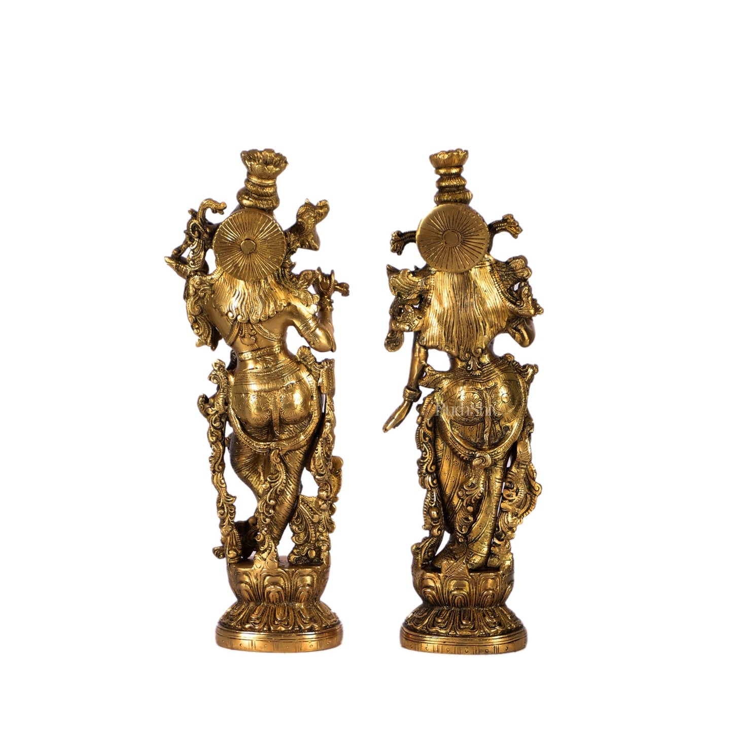 Pure Brass Superfine Radha Krishna Statues - 14" Height | Finely Carved