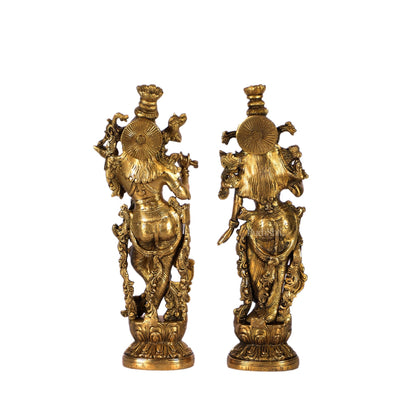 Pure Brass Superfine Radha Krishna Statues - 14" Height | Finely Carved