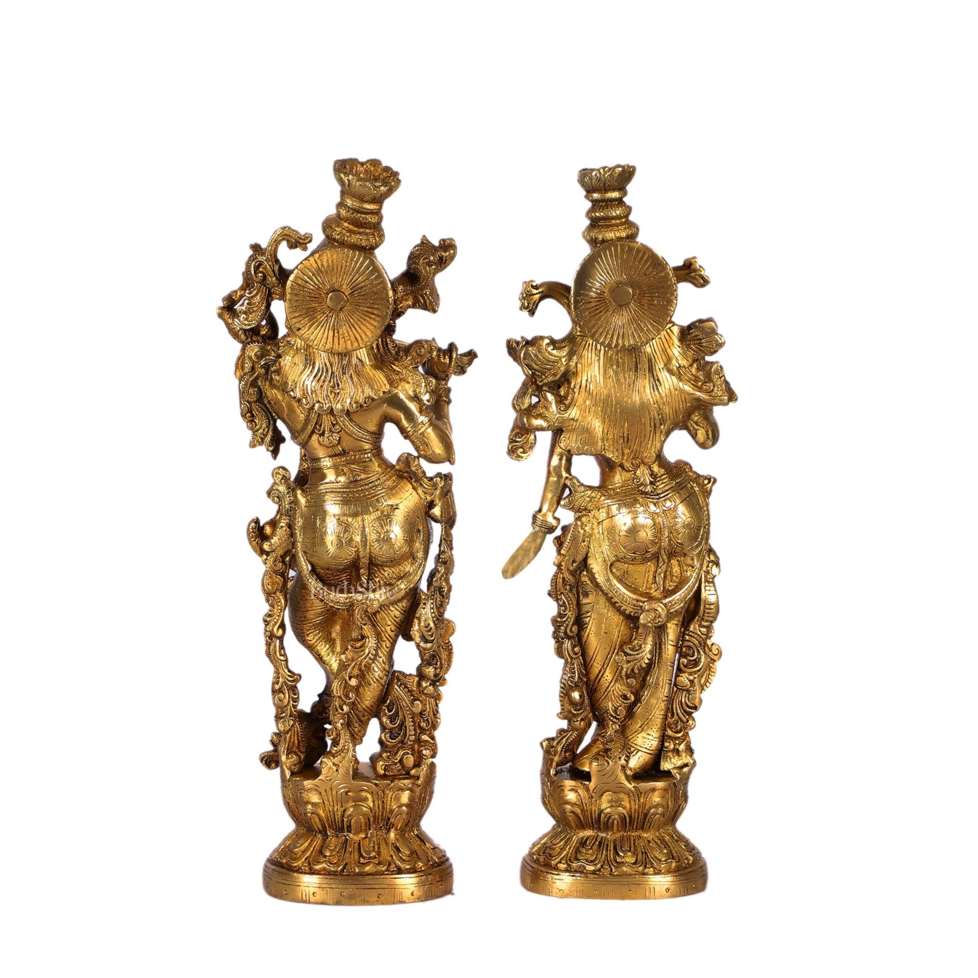 Pure Brass Superfine Radha Krishna Statues - 14" Height | Finely Carved