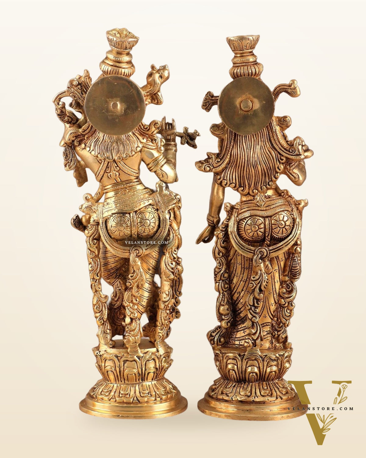Pure Brass Superfine Radha Krishna Statues – 14" Height Original