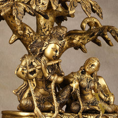 Pure Brass Superfine Radha Krishna Under Tree Idol - 10