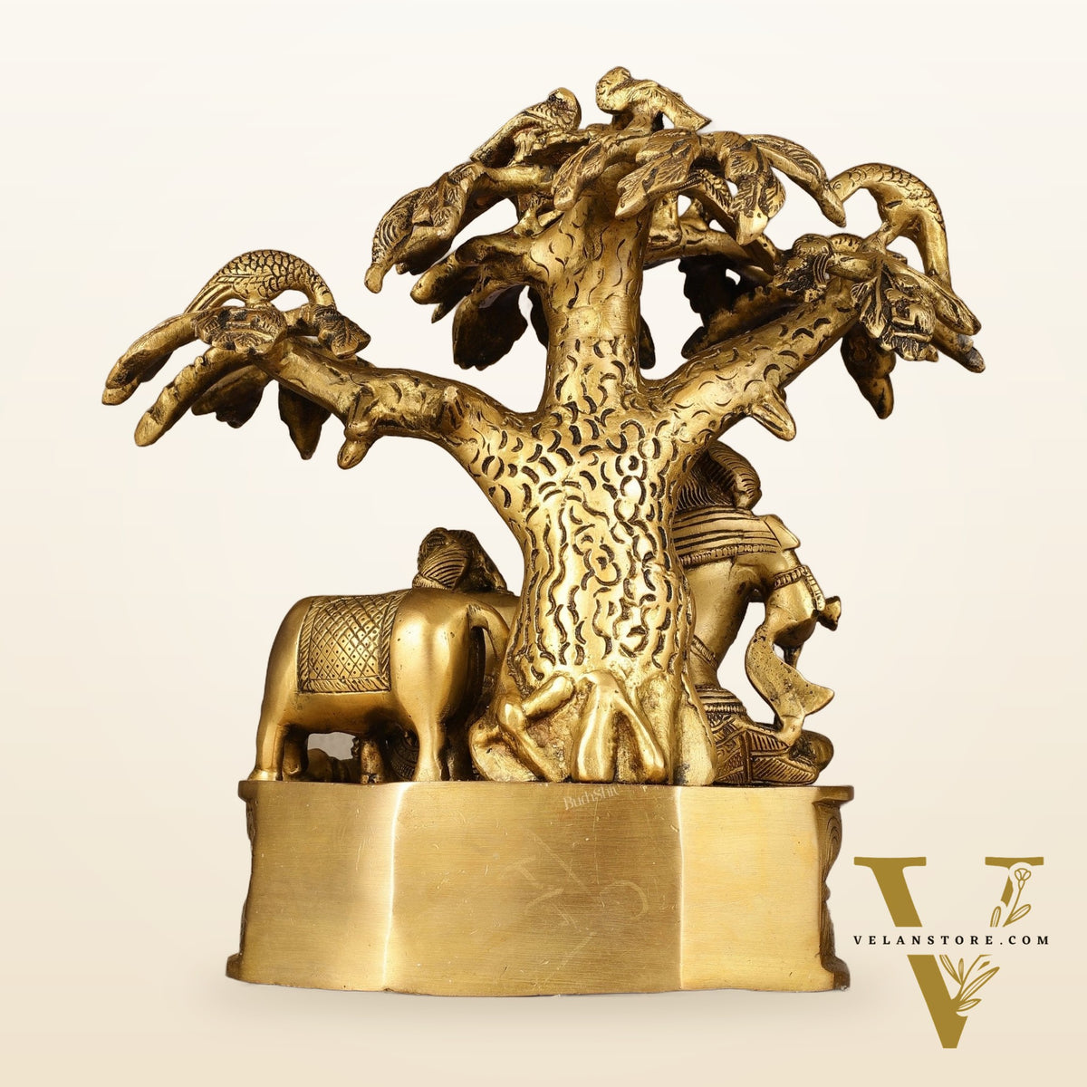 Pure Brass Superfine Radha Krishna Under Tree Idol - 10