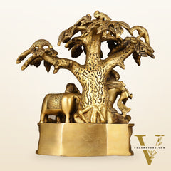 Pure Brass Superfine Radha Krishna Under Tree Idol - 10