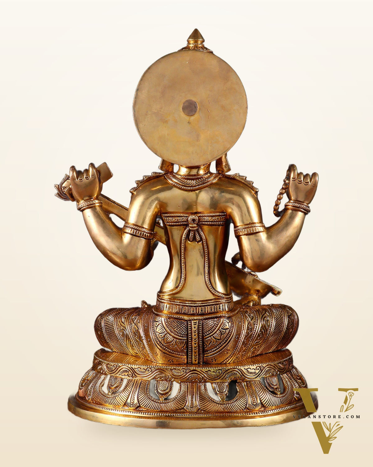 Pure Brass Superfine Saraswati Statue – Large Size 17.5"
