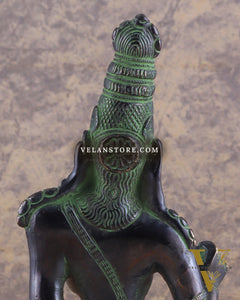Pure Brass Superfine Seated Parvati Idol black and green Finish - 11" Tall
