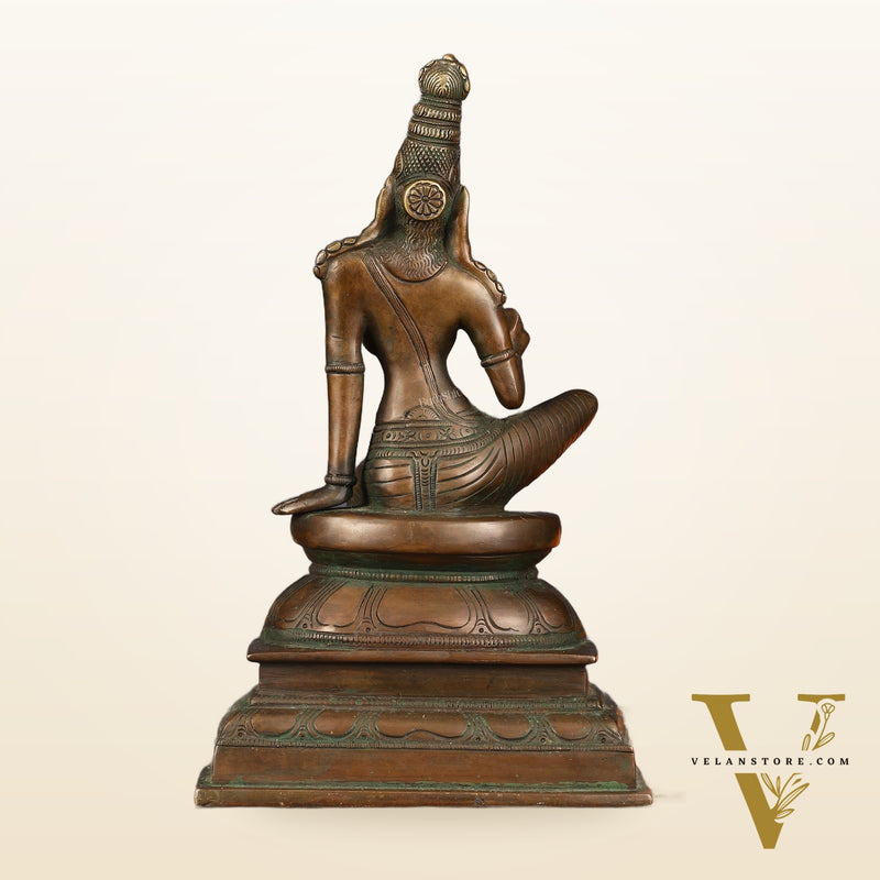 Pure Brass Superfine Seated Parvati Idol Bronze Finish - 11" Tall