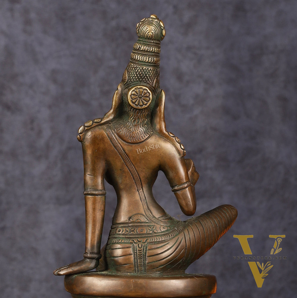 Pure Brass Superfine Seated Parvati Idol Bronze Finish - 11" Tall