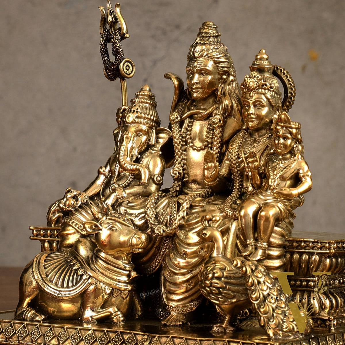 Pure Brass Superfine Shiv Parivar Idol - 6 inch