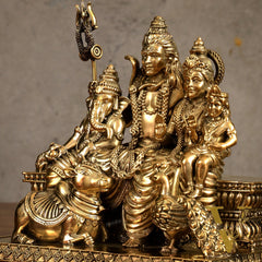 Pure Brass Superfine Shiv Parivar Idol - 6 inch