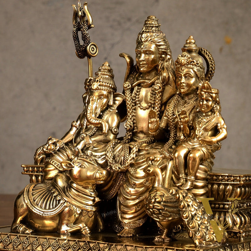 Pure Brass Superfine Shiv Parivar Idol - 6 inch