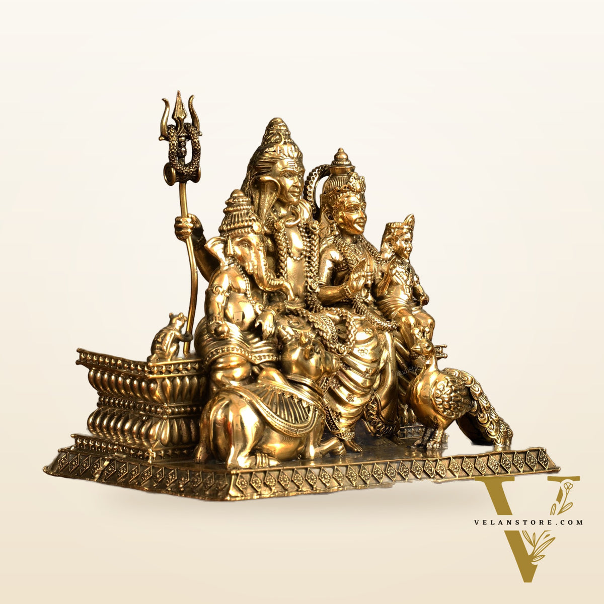 Pure Brass Superfine Shiv Parivar Idol - 6 inch