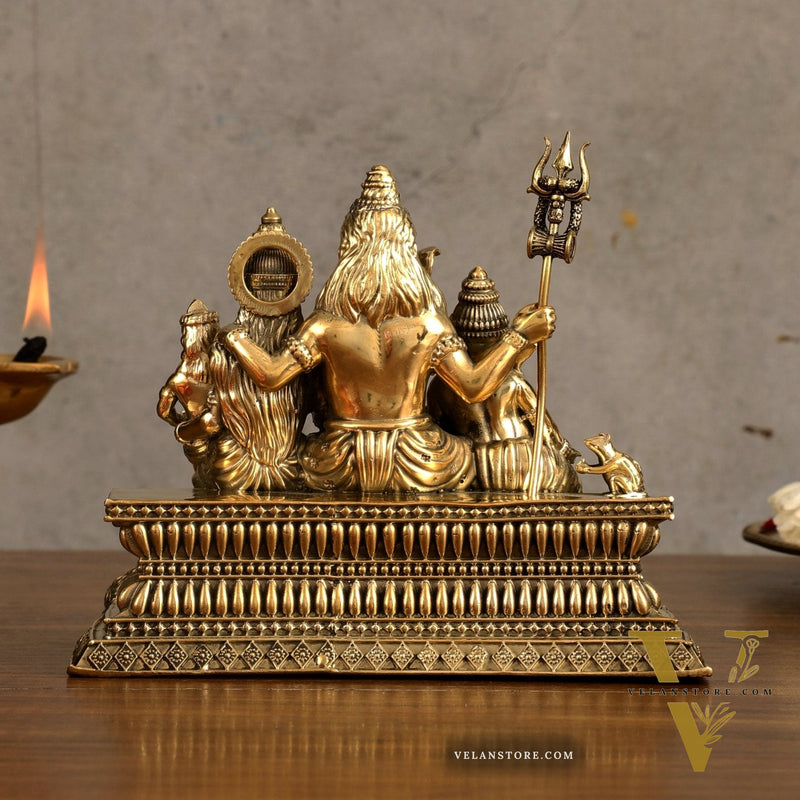 Pure Brass Superfine Shiv Parivar Idol - 6 inch
