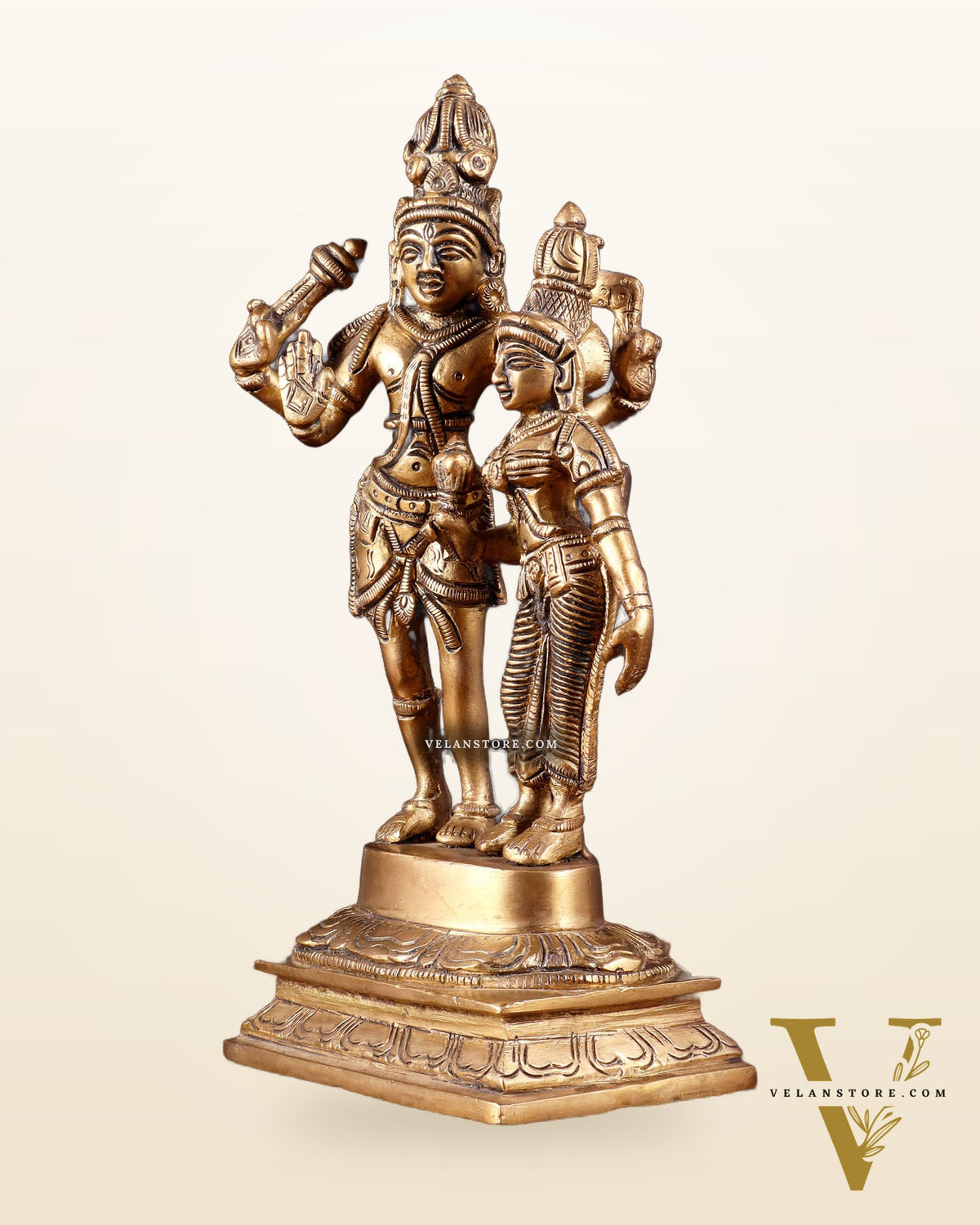 Pure Brass Superfine Shiv Parvati Idol - 9"