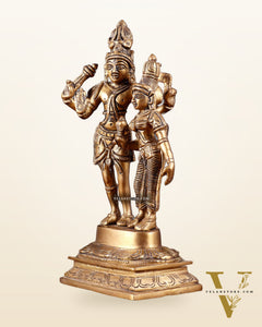 Pure Brass Superfine Shiv Parvati Idol - 9"