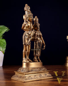Pure Brass Superfine Shiv Parvati Idol - 9"