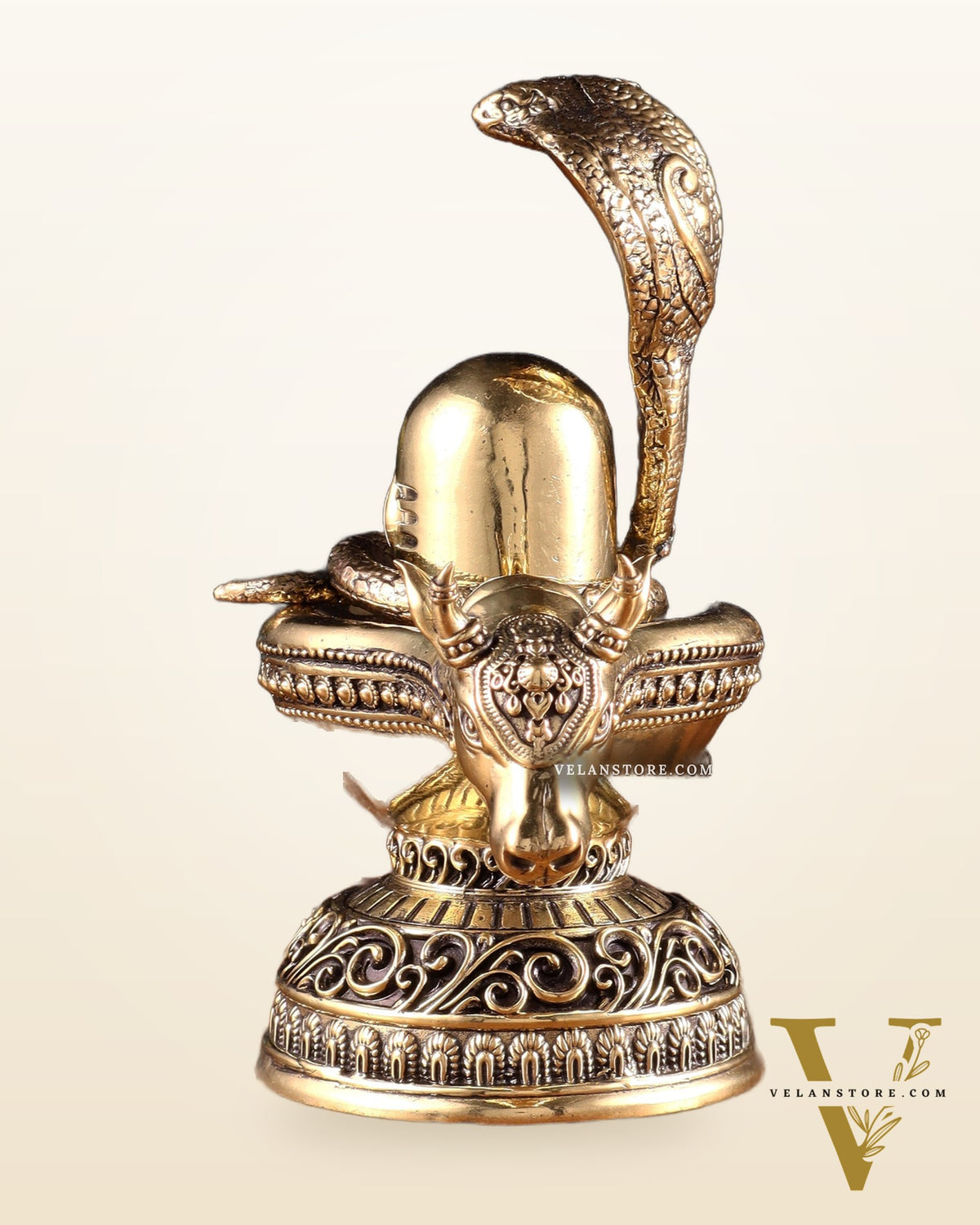 Pure Brass Superfine Shiva Ling with Nandi Face – 7.3" Height – Intricate Carving