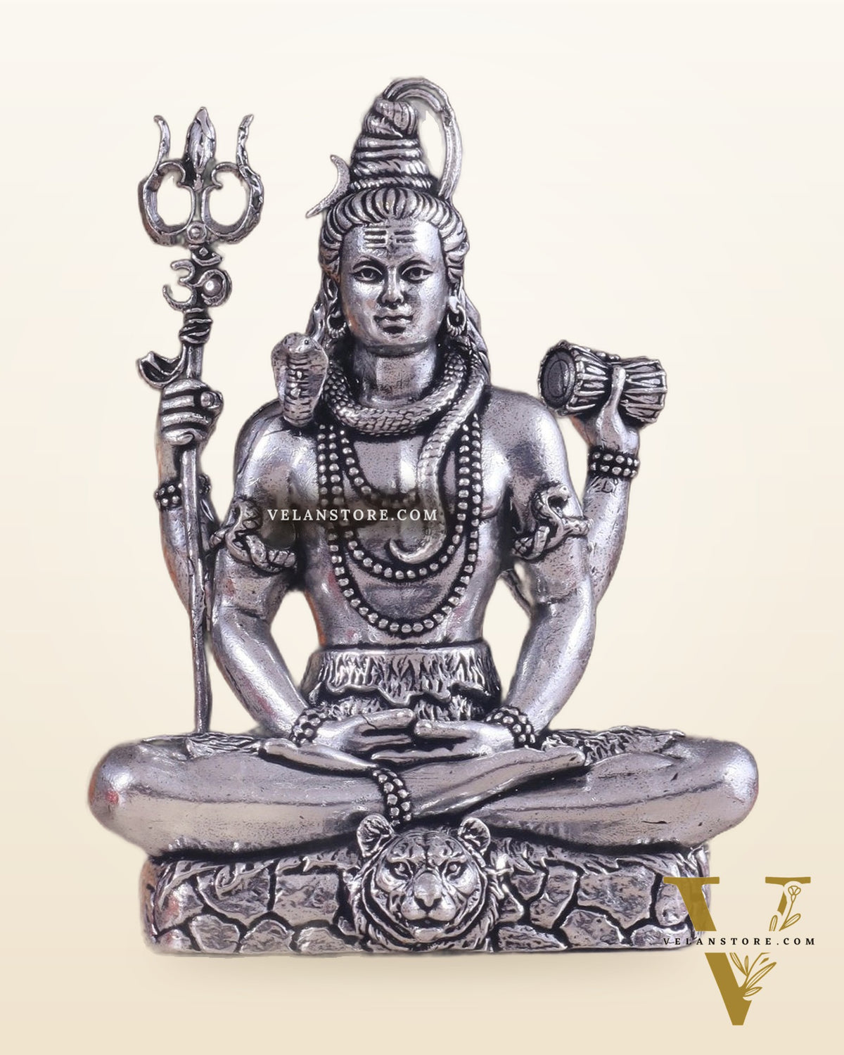 Pure Brass Superfine Silver Plated Lord Shiva in Meditation Idol - 4" Tall