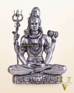 Pure Brass Superfine Silver Plated Lord Shiva in Meditation Idol - 4" Tall