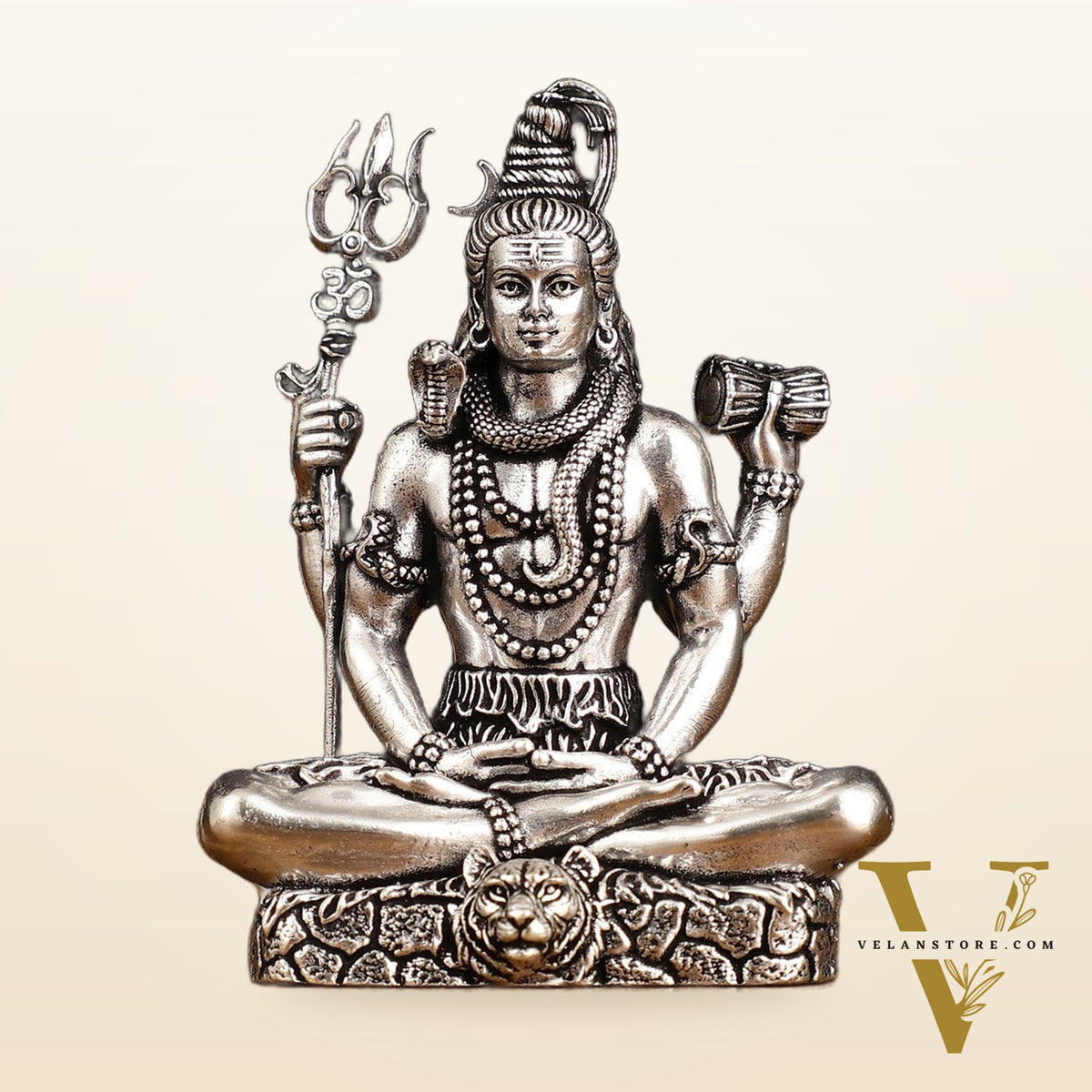 Pure Brass Superfine Silver Plated Lord Shiva in Meditation Idol - 3" Tall