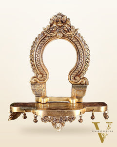 Pure Brass Superfine Singhasan Chowki with Prabhavali – 12 Inch