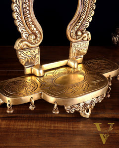 Pure Brass Superfine Singhasan Chowki with Prabhavali – 12 Inch
