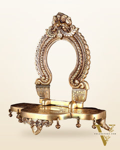 Pure Brass Superfine Singhasan Chowki with Prabhavali – 12 Inch