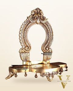 Pure Brass Superfine Singhasan Chowki with Prabhavali – 12 Inch