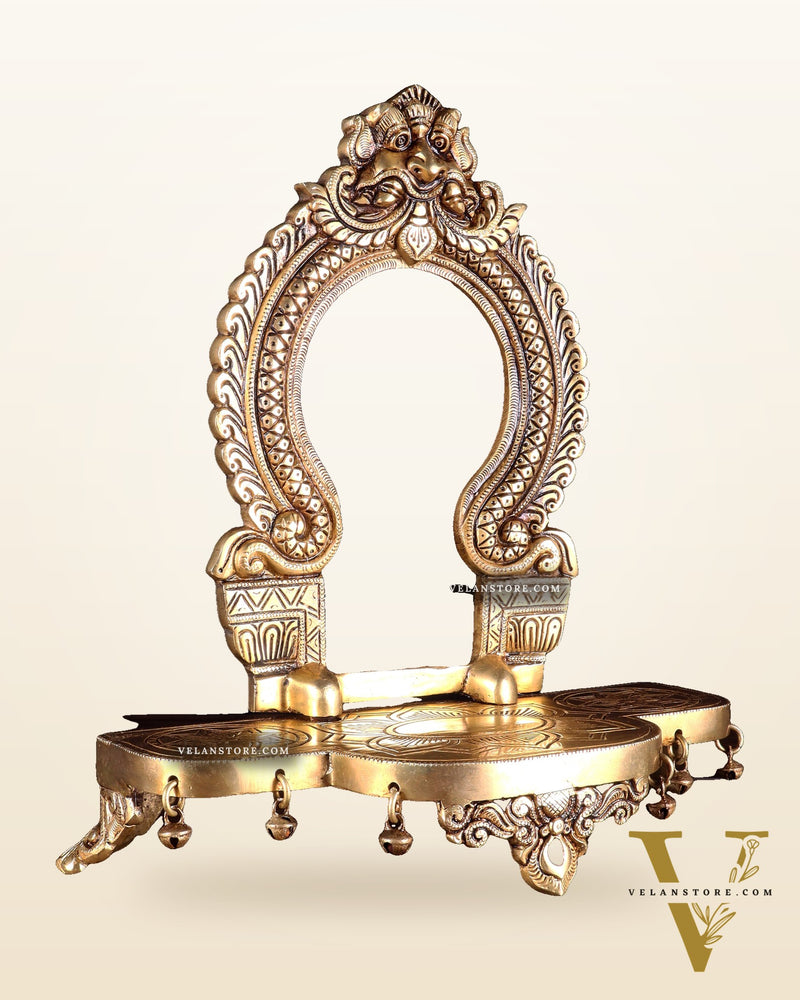 Pure Brass Superfine Singhasan Chowki with Prabhavali – 12 Inch