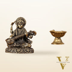 Pure brass superfine Small goddess Saraswati idol 3"