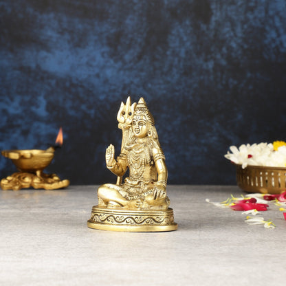 Pure Brass Superfine Small Lord Shiva Idol - 4"