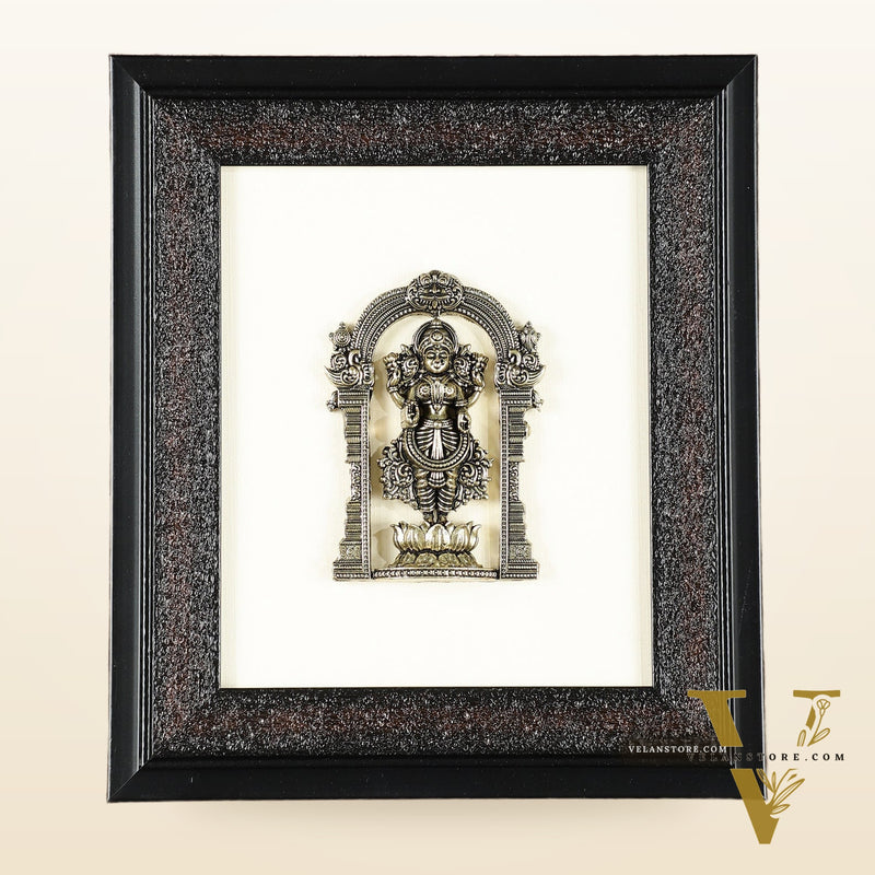 Pure Brass Superfine Standing Lakshmi Hanging on Wooden Frame - 9.5 Inch