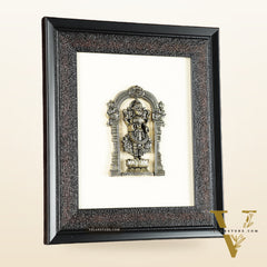 Pure Brass Superfine Standing Lakshmi Hanging on Wooden Frame - 9.5 Inch