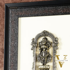 Pure Brass Superfine Standing Lakshmi Hanging on Wooden Frame - 9.5 Inch