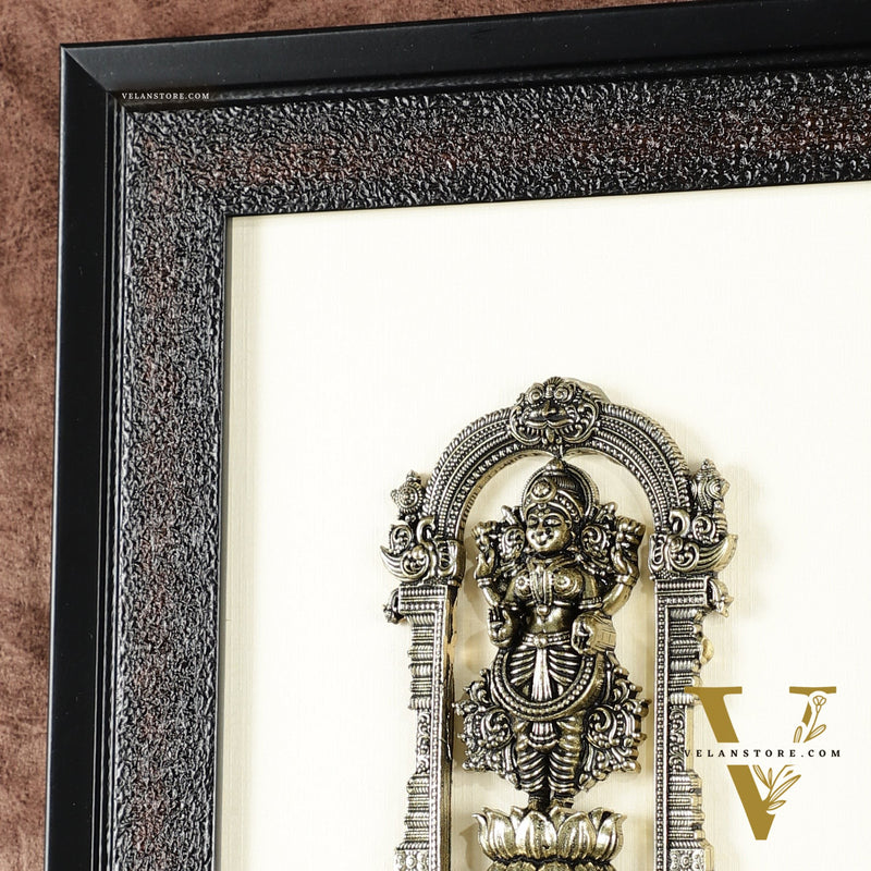 Pure Brass Superfine Standing Lakshmi Hanging on Wooden Frame - 9.5 Inch