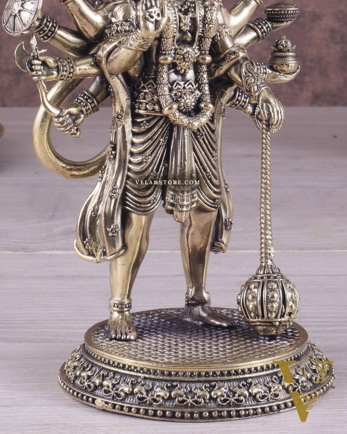 Pure Brass Superfine Standing Panchmukhi Hanuman Idol 6.5"