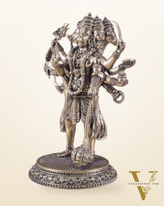 Pure Brass Superfine Standing Panchmukhi Hanuman Idol 6.5"