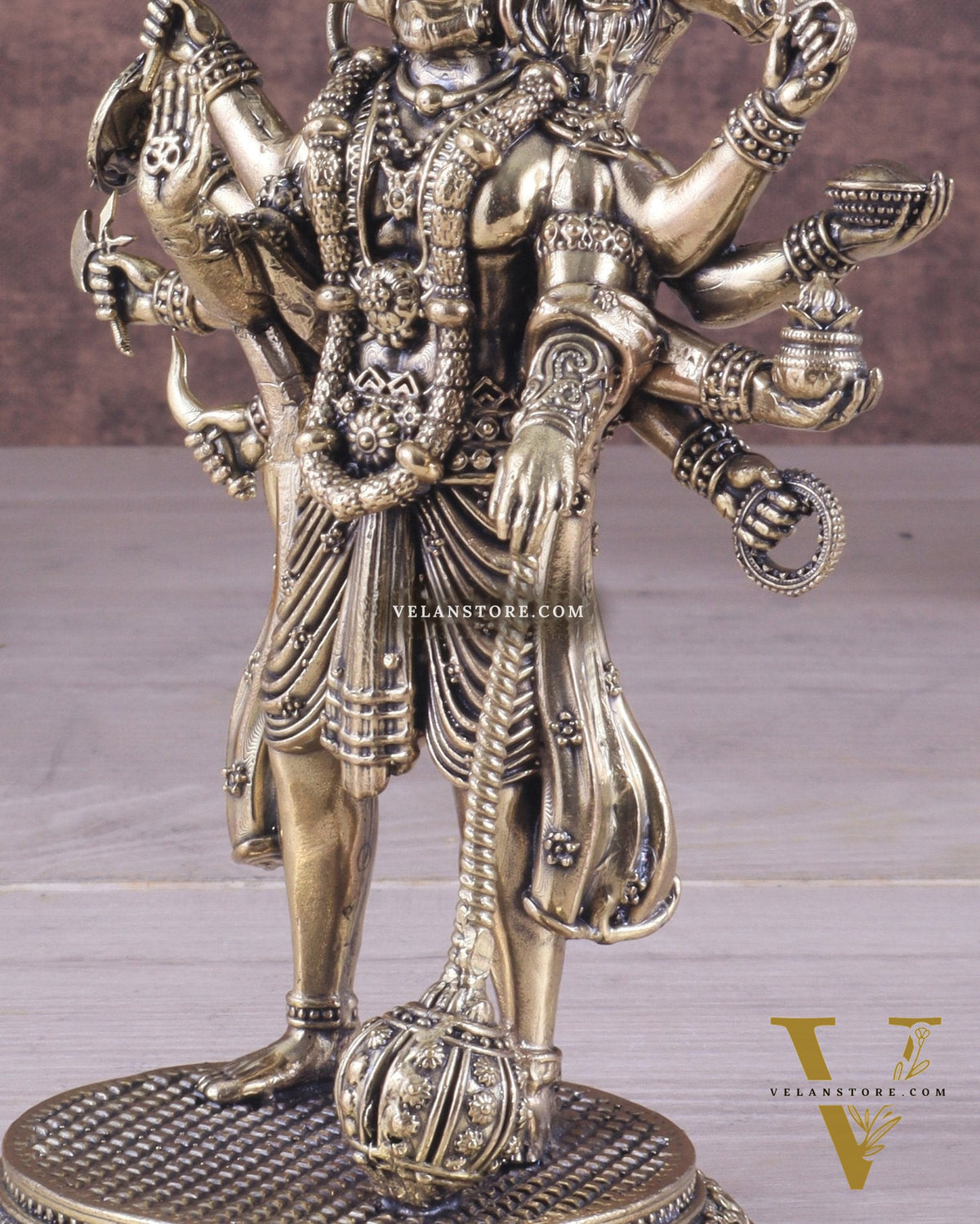 Pure Brass Superfine Standing Panchmukhi Hanuman Idol 6.5"
