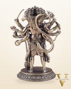 Pure Brass Superfine Standing Panchmukhi Hanuman Idol 6.5"