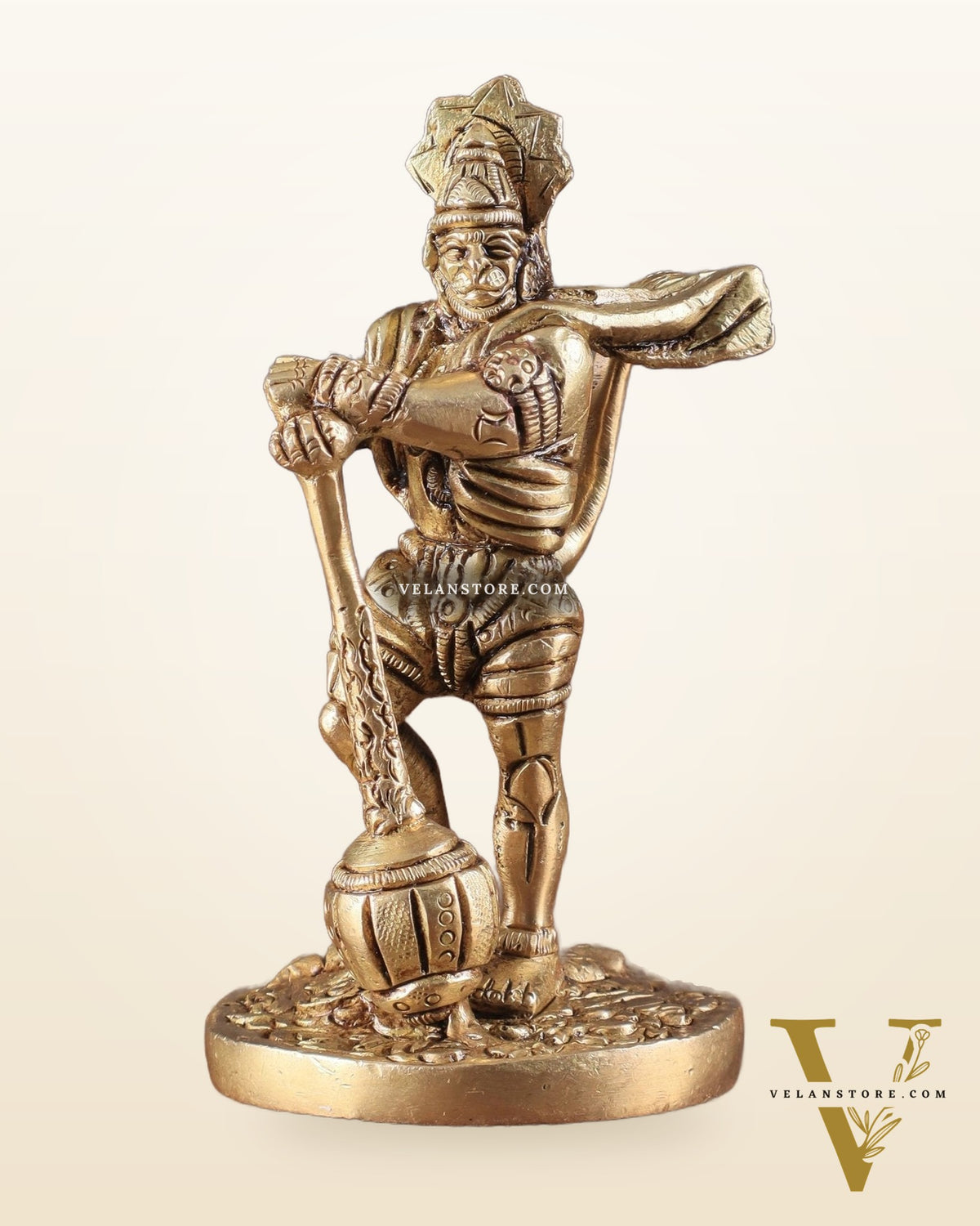 Pure Brass Superfine Standing Powerful Bahubali Hanuman Idol 4"