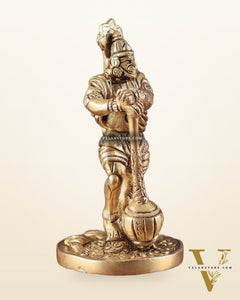 Pure Brass Superfine Standing Powerful Bahubali Hanuman Idol 4"