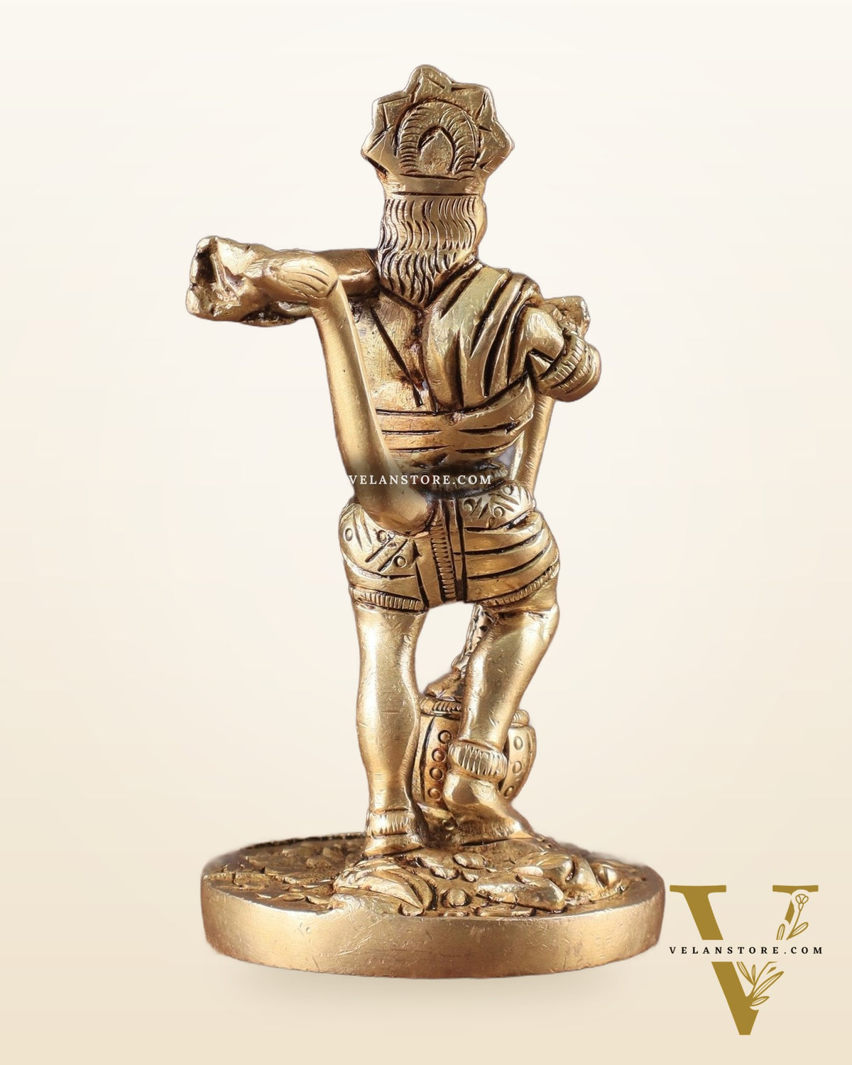 Pure Brass Superfine Standing Powerful Bahubali Hanuman Idol 4"