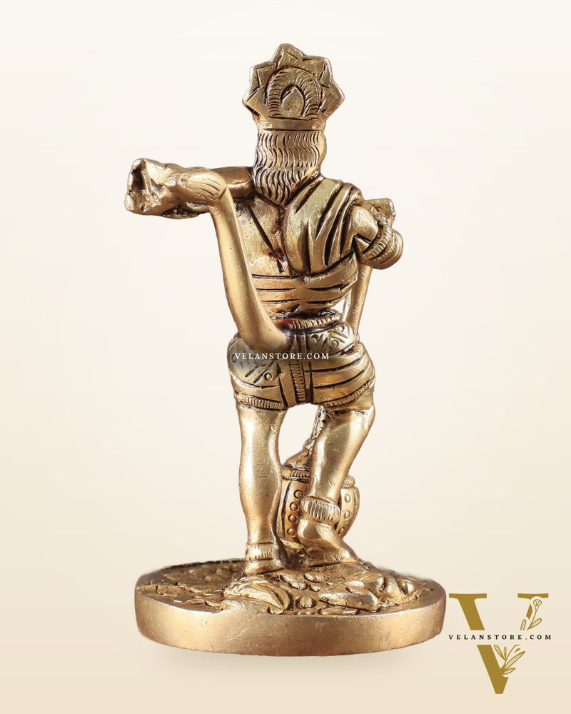 Pure Brass Superfine Standing Powerful Bahubali Hanuman Idol 4"