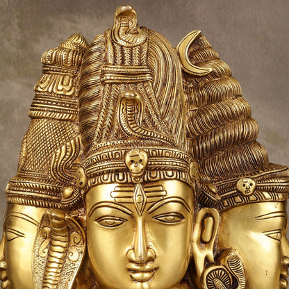 Pure Brass Superfine 4 faced Shiva parvati Mukhalingam   - 11"