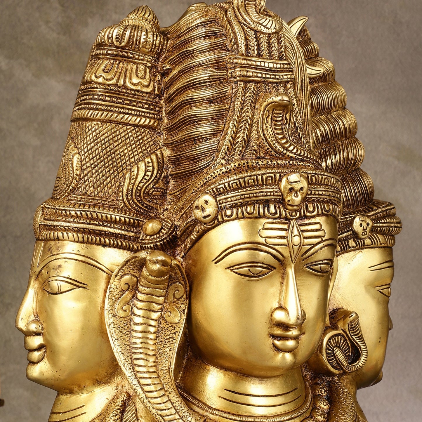 Pure Brass Superfine 4 faced Shiva parvati Mukhalingam   - 11"