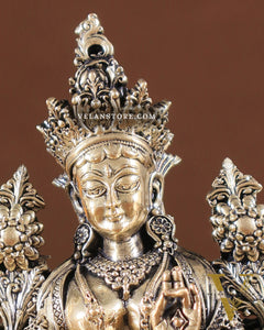 Pure Brass Superfine Tibetan Green Tara Idol 4.5"