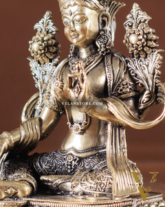 Pure Brass Superfine Tibetan Green Tara Idol 4.5"