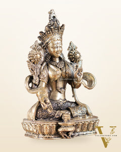 Pure Brass Superfine Tibetan Green Tara Idol 4.5"