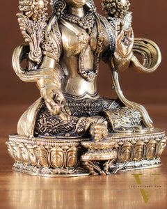 Pure Brass Superfine Tibetan Green Tara Idol 4.5"